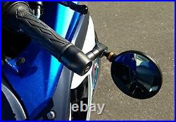 Black 3 CNC billet aluminum bar end convex mirror YAMAHA DUCATI KTM Triumph BMW