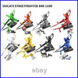 CNC Adjustbale Rearsets Footpegs Footrests For Ducati STREETFIGHTER 848 1100