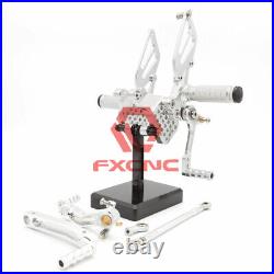 FXCNC CNC Silver Front Rearset Footrest Foot Pegs For 748/919/996/998 Aluminum